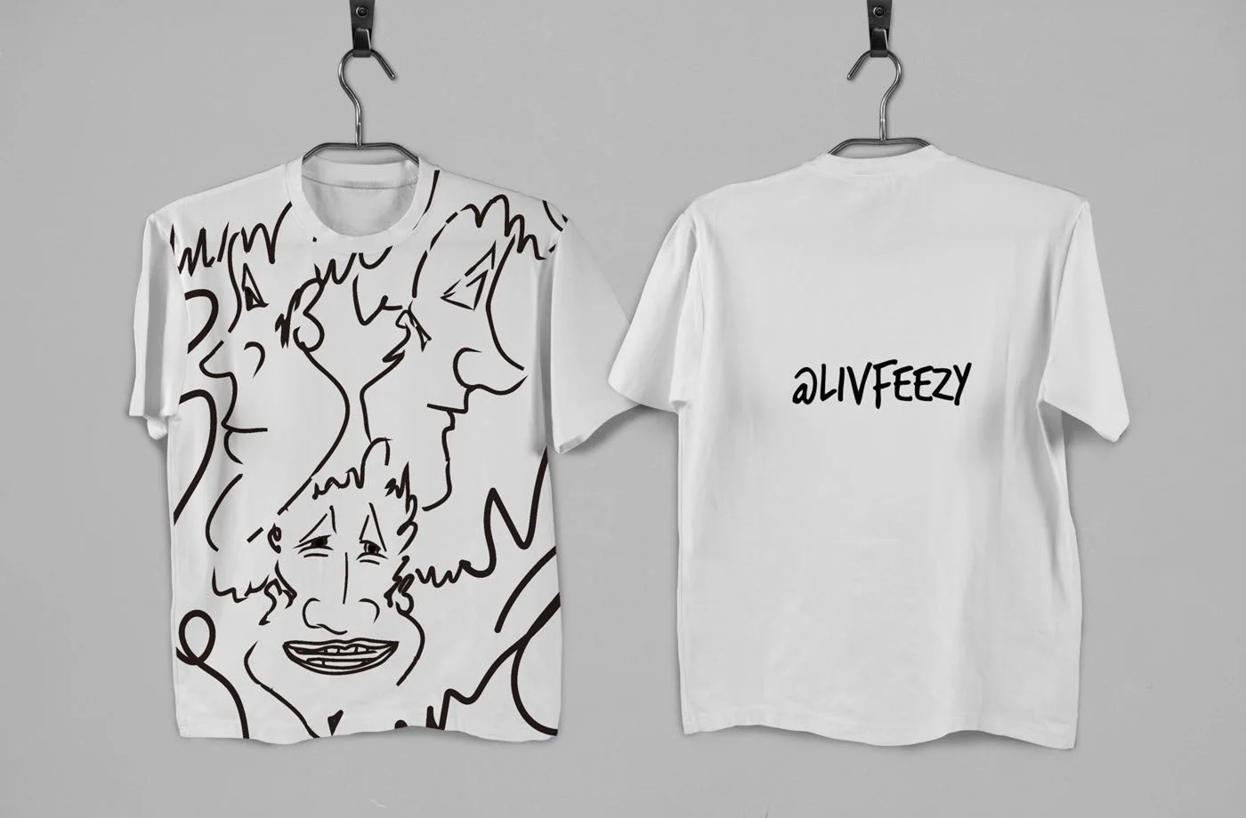 LiveFeezy line art T-shirt mockup